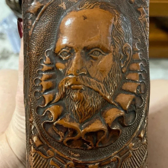 Leather Face Decanter Bottle El Quijote De La Mancha 13” High - Picture 8 of 13